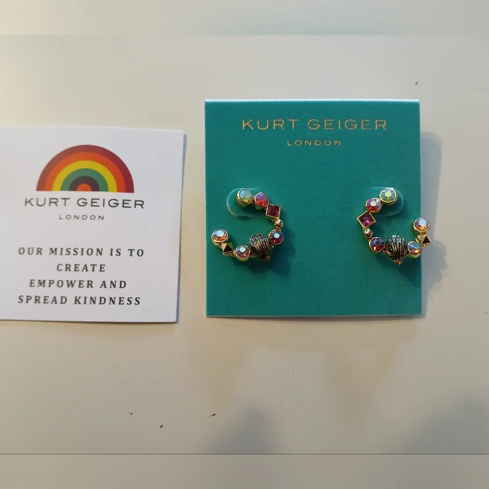 Kurt Geiger NWT STUNNING Iradescent Hoops With Dustbag VERY UNIQUE - Picture 3 of 6
